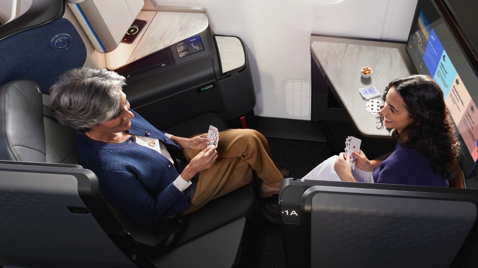 People talking while on a flight